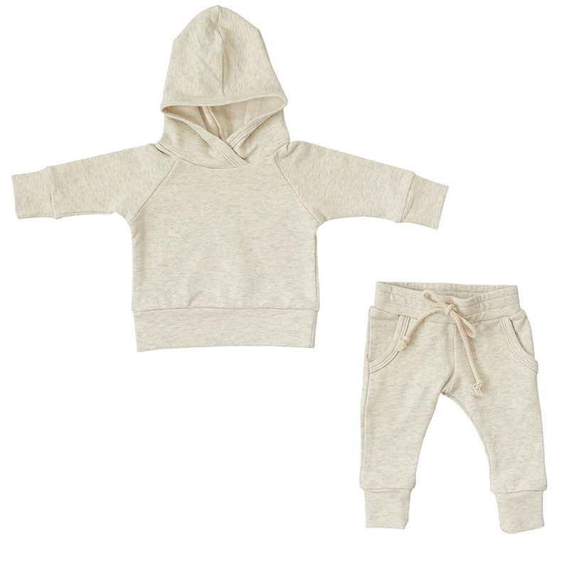 Solid Color Hooded Sweater Set(Cotton)