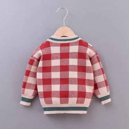 New Boys' Square Plaid Pullover