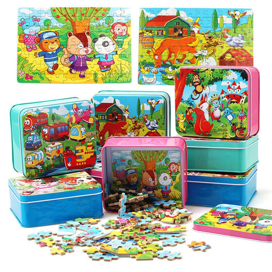 80-Piece Wooden Animal Puzzle: Learning & Play for Toddlers