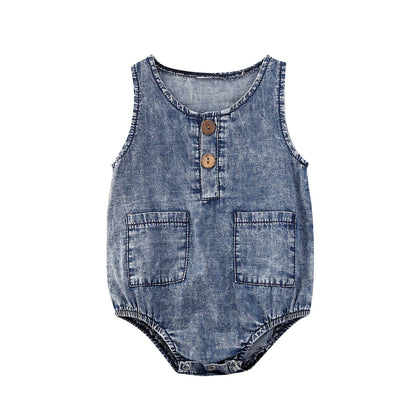 Baby Boy Summer Sleeveless Triangle Romper Romper