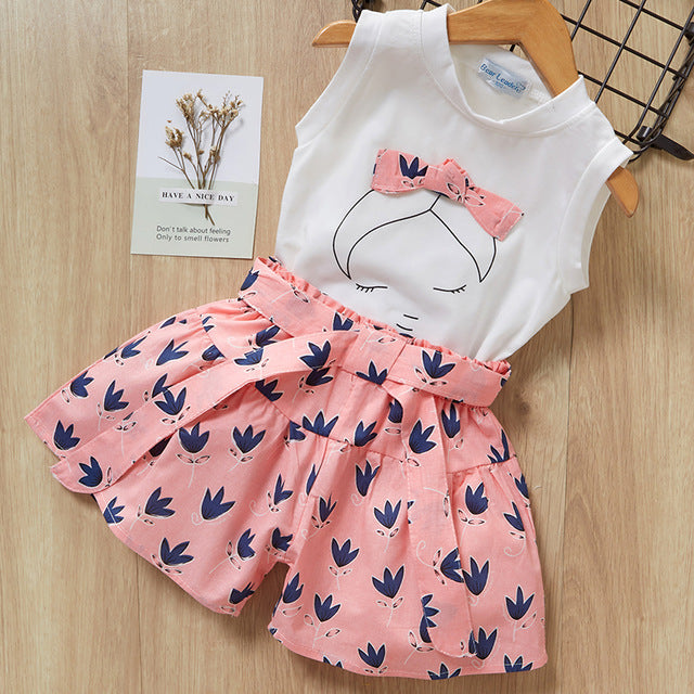 2-Piece T-Shirt and Shorts Outfit for Girls