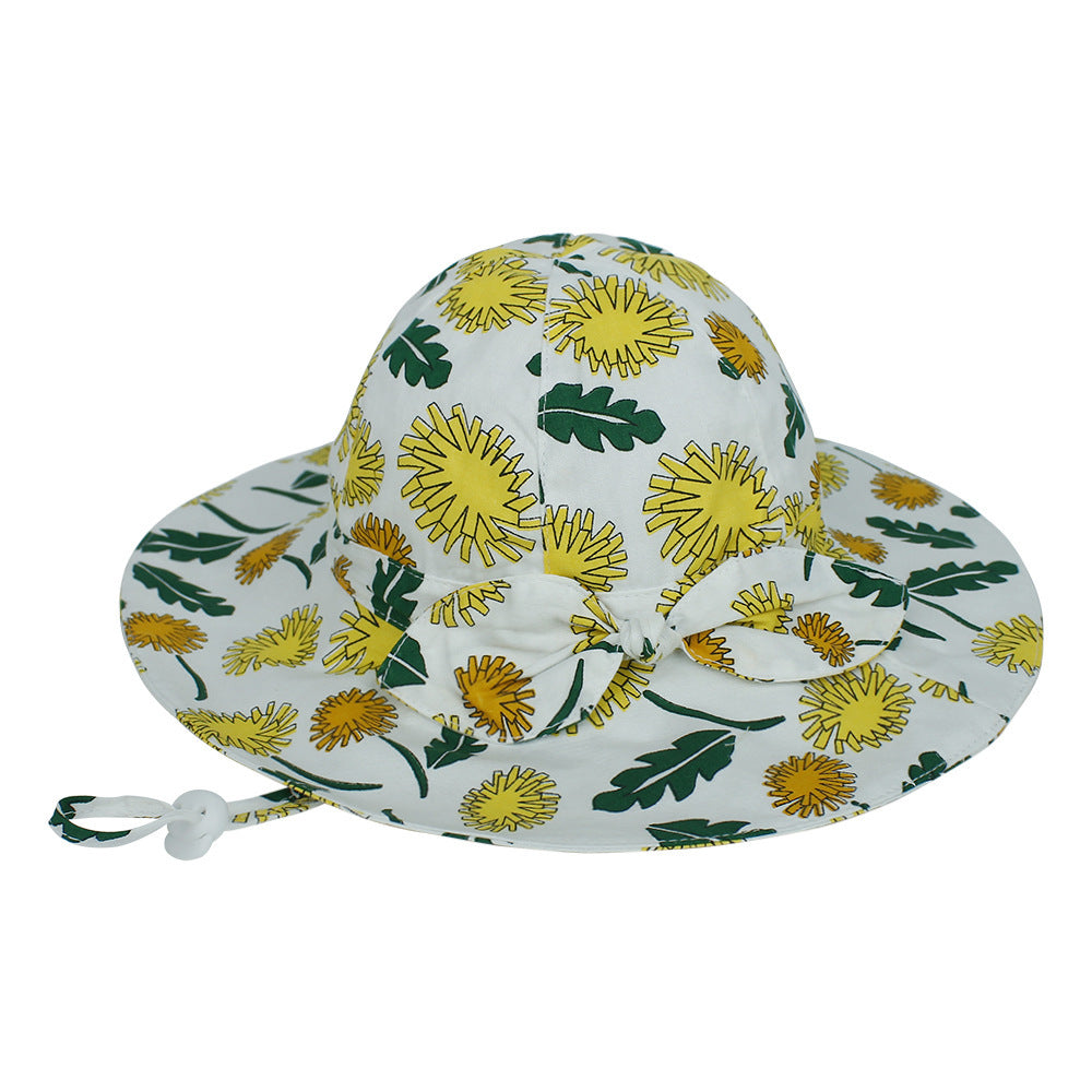 Children's Bowknot Floral Big Eaves Sun Hat