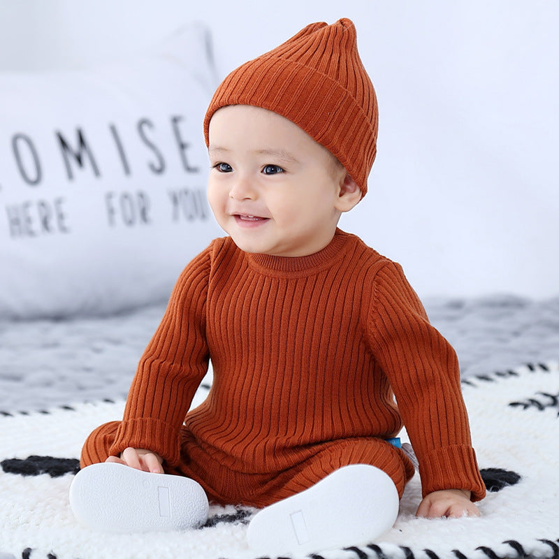 Baby Winter Sweater Set Knitted Bottoming Shirt To Keep Warm