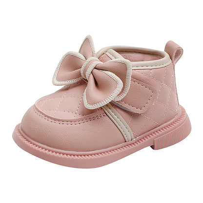 Girl Baby Simple Bow Cotton Shoes