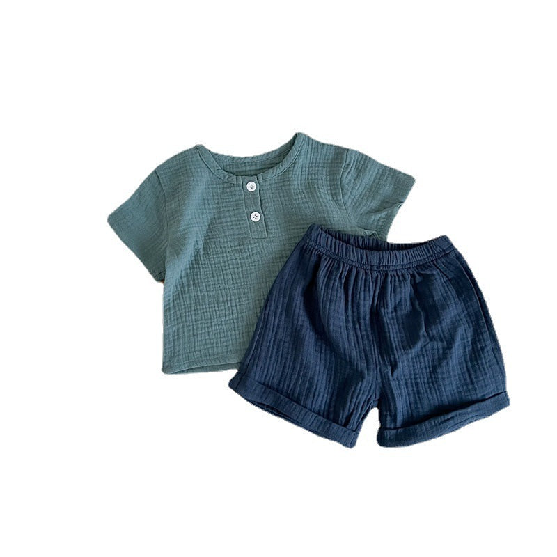 Cotton Yarn Short-sleeved T-shirt Shorts boys And Girls Baby Suits