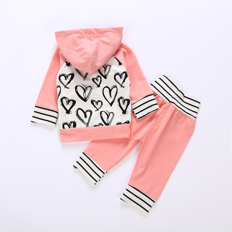 Baby Girl Sweater Hooded Love Set