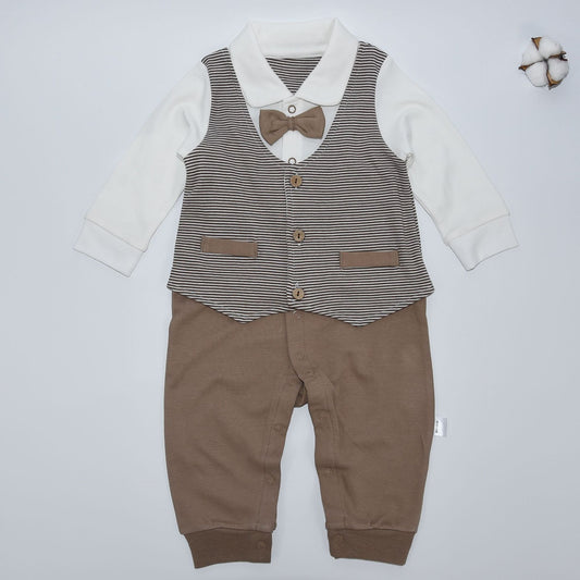 British Gentleman Boy Baby Crawling Suit Cotton Hakis