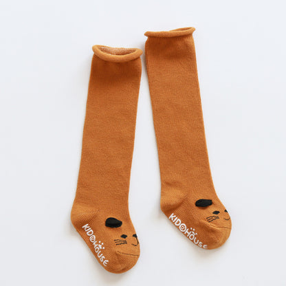 Cute Cotton Knee High Stocking Anti-Slip Long Leg Warmer Unisex Kids Stockings