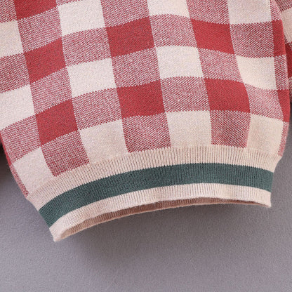 New Boys' Square Plaid Pullover