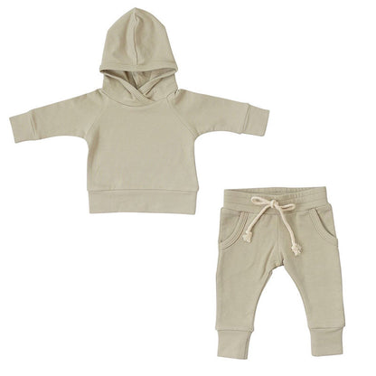 Solid Color Hooded Sweater Set(Cotton)