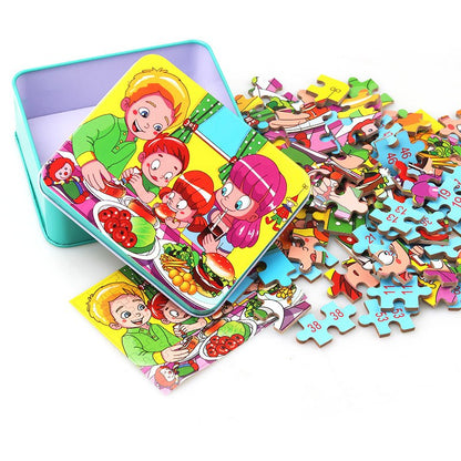 80-Piece Wooden Animal Puzzle: Learning & Play for Toddlers