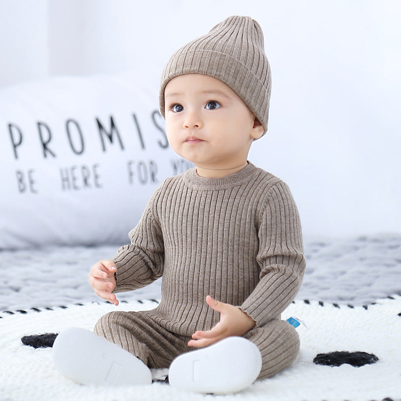 Baby Winter Sweater Set Knitted Bottoming Shirt To Keep Warm