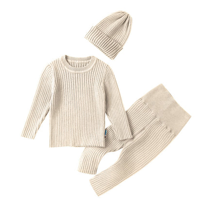 Baby Winter Sweater Set Knitted Bottoming Shirt To Keep Warm