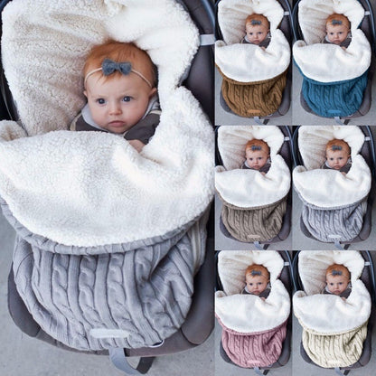 Baby Fleece-lined Sleeping Thickened Knitting Warm Sleeping Wool Stroller Sleeping Bag