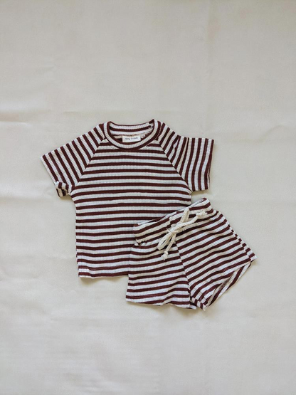 Stylish Waffle Stripe Short Sleeve