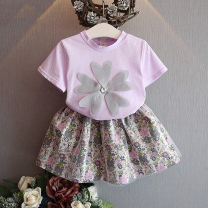 Summer Chiffon T-Shirt & Skirt Sets for Baby Girls