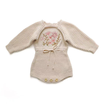 Baby Girl Knitted Embroidered Jumpsuit