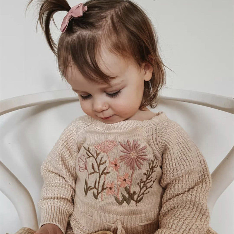 Baby Girl Knitted Embroidered Jumpsuit