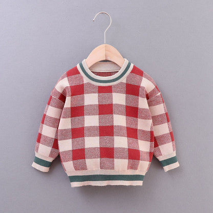 New Boys' Square Plaid Pullover