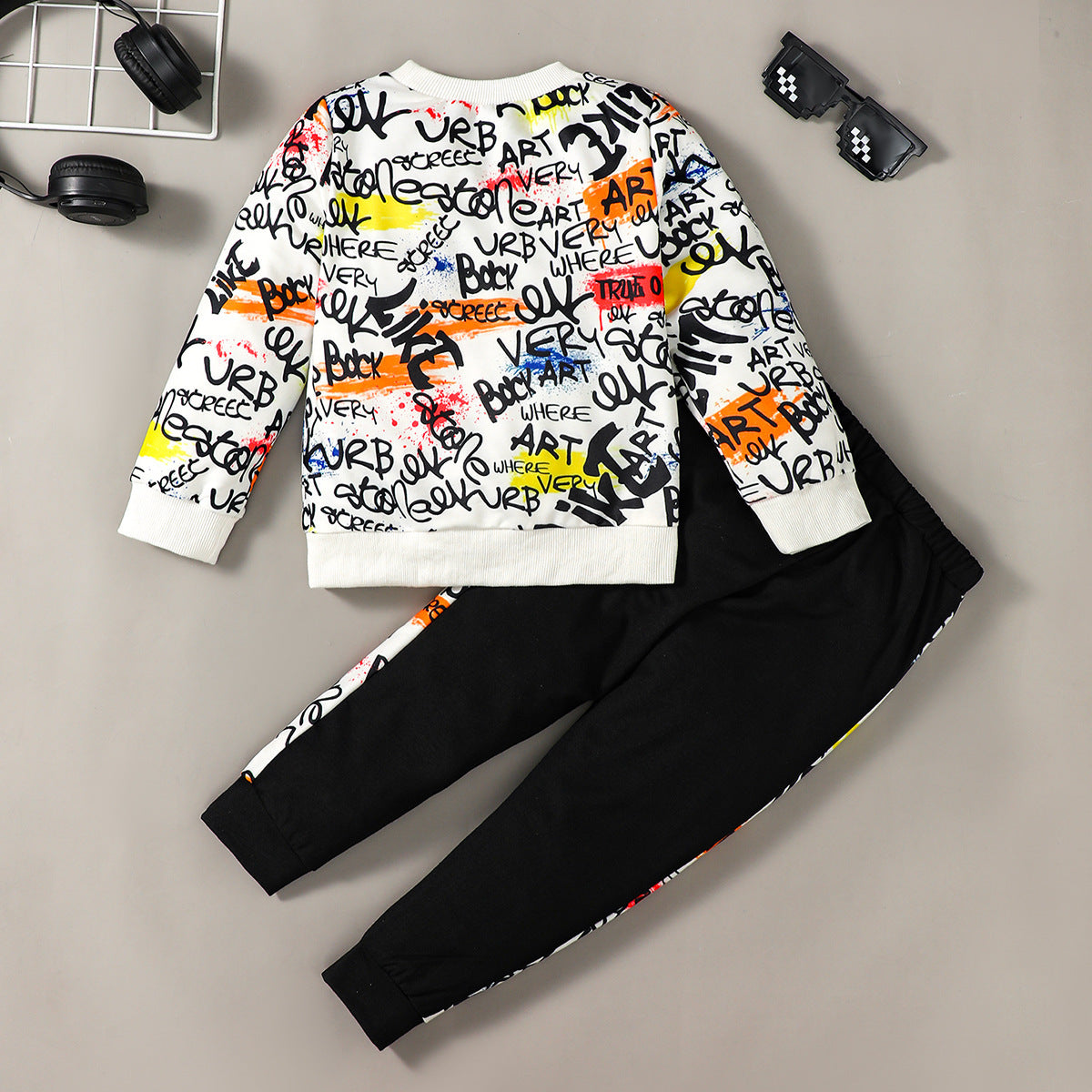 Boys' Long-sleeved Printed Sweater Suit