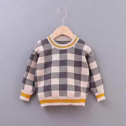 New Boys' Square Plaid Pullover