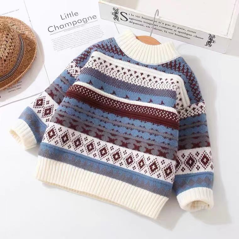 Boy Thickened Head Wool Shirt Baby Sweater