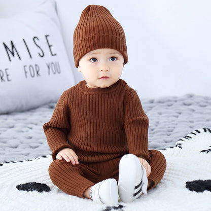 Baby Winter Sweater Set Knitted Bottoming Shirt To Keep Warm