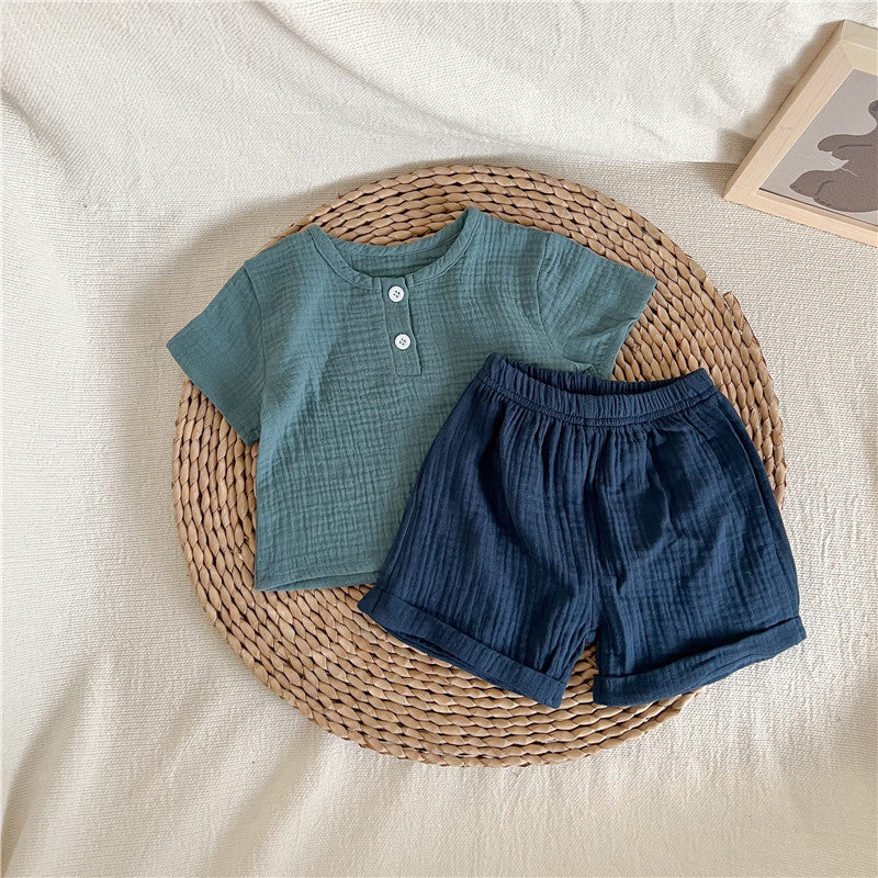 Cotton Yarn Short-sleeved T-shirt Shorts boys And Girls Baby Suits