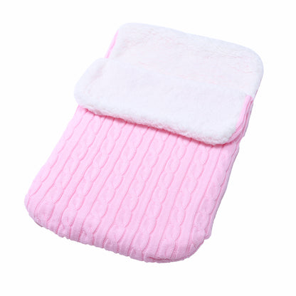 Baby Fleece-lined Sleeping Thickened Knitting Warm Sleeping Wool Stroller Sleeping Bag