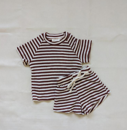 Stylish Waffle Stripe Short Sleeve